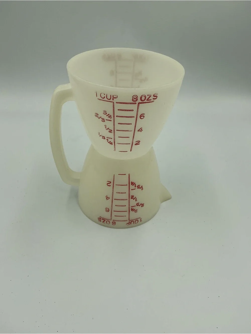 Vintage Tupperware Wet Dry Measuring Cups Twin Double Measure 1 cup 8oz